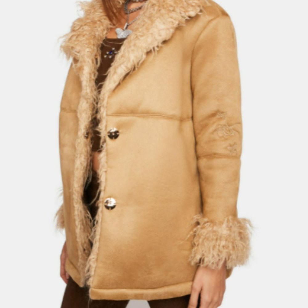 NWT ZEMETA BROWN Y2K FAUX FUR JACKET